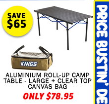 Aluminium Roll-Up Camp Table - Large + Clear Top Canvas Bag