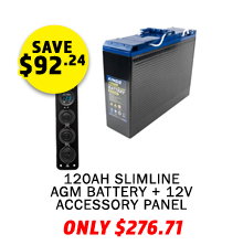 12V 120Ah Slimline AGM Battery + 12V Accessory Panel