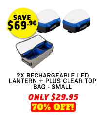 2x Rechargeable LED Lantern + Plus Clear Top Bag - Small