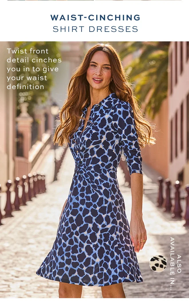 Blue & Black Morocco Print Twist Front Shirt Dress