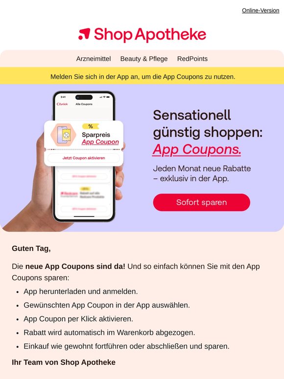 Bis zu 25% auf Top Marken mit App Coupons.