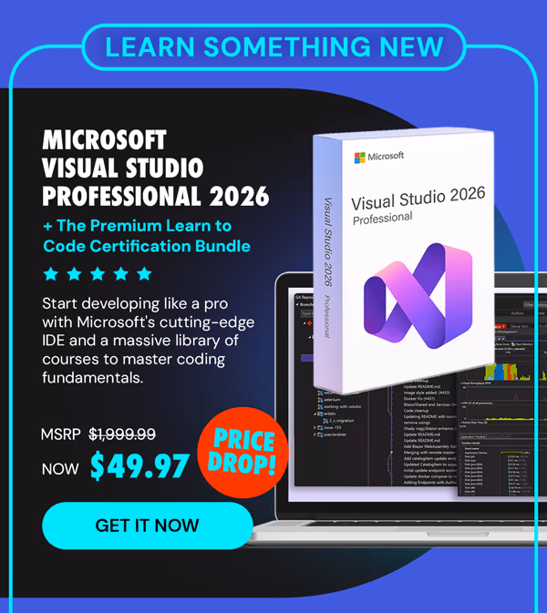 Microsoft Visual Studio Professional 2026 + The Premium Learn to Code Certification Bundle