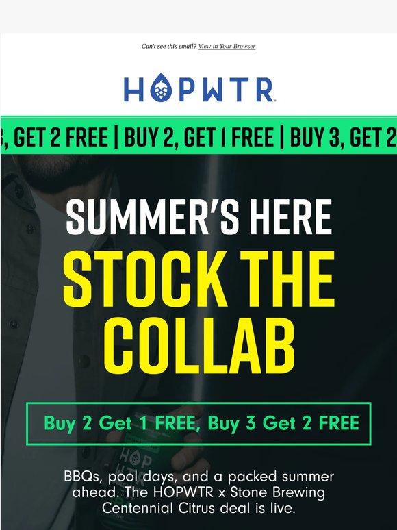 Buy 2, Get 1 Free: HOPWTR x STONE