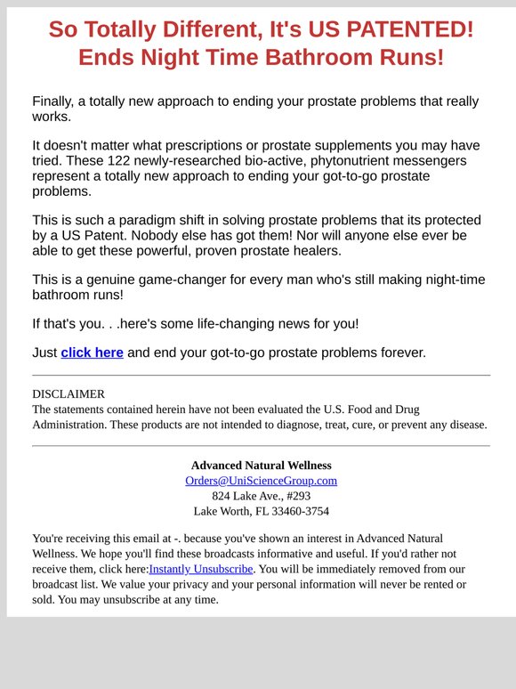 A totally different approach to ending your “got-to-go” prostate problems!