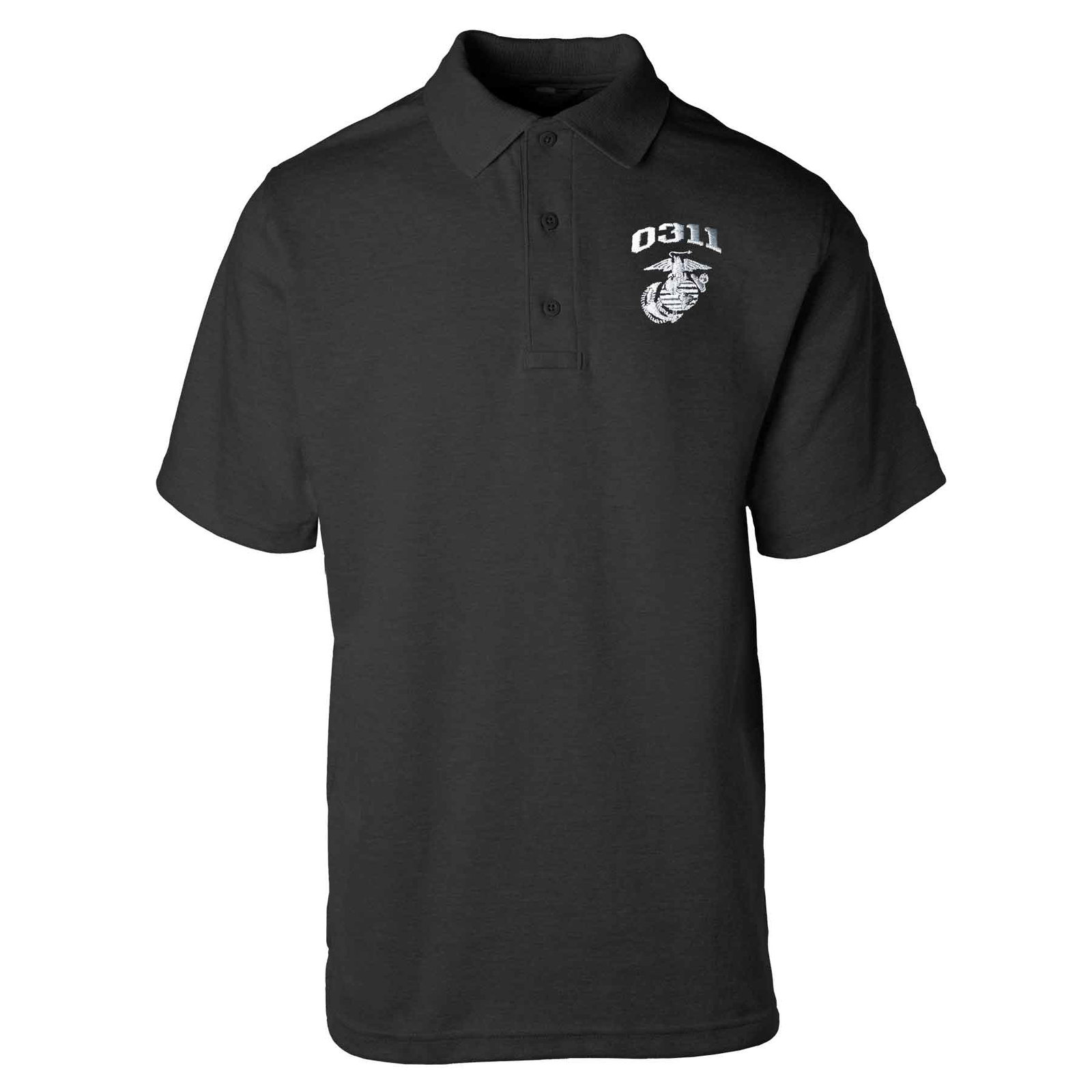 Image of Marine Corps MOS Embroidered Golf Shirt - Black with Gray