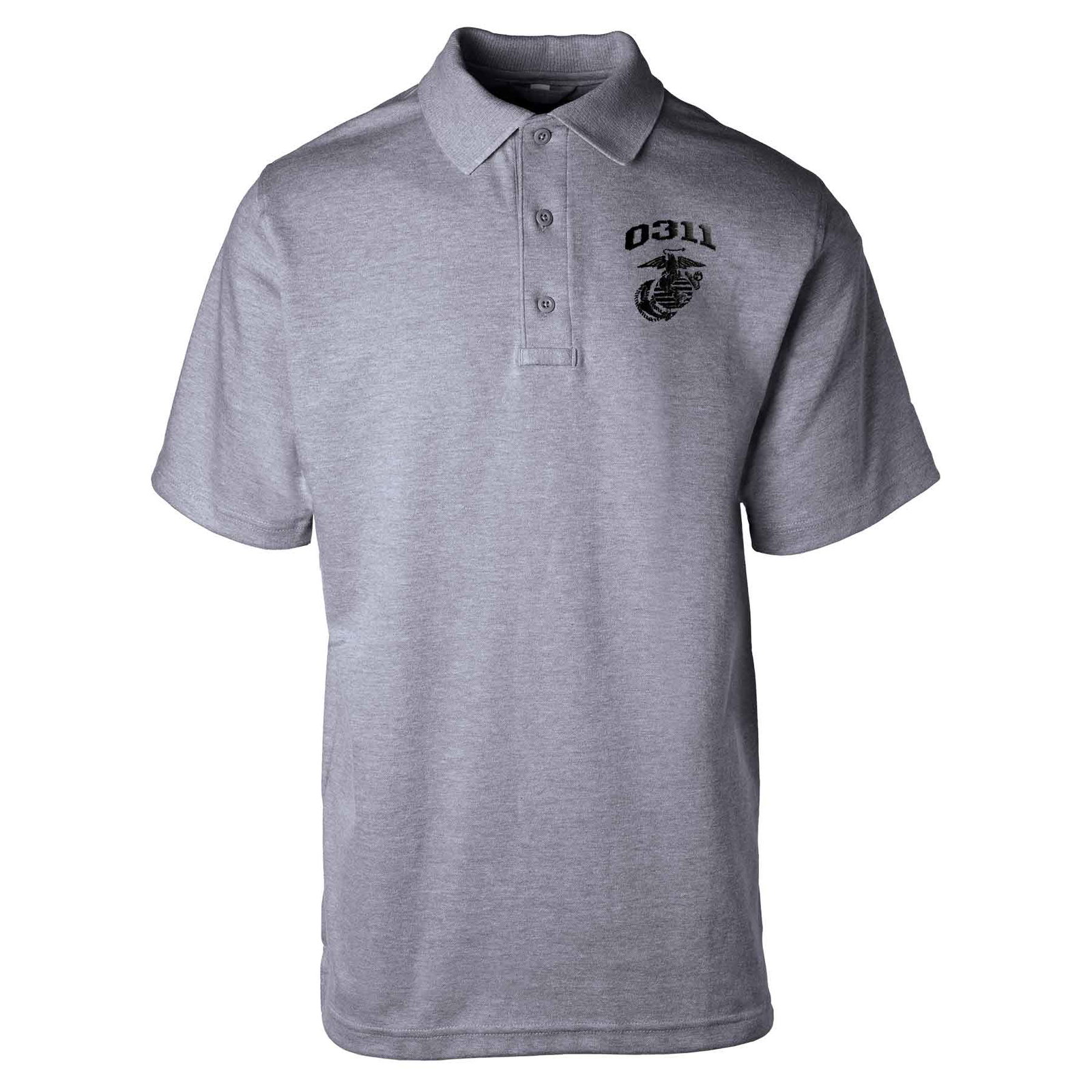 Image of Marine Corps MOS Embroidered Golf Shirt - Gray with Black