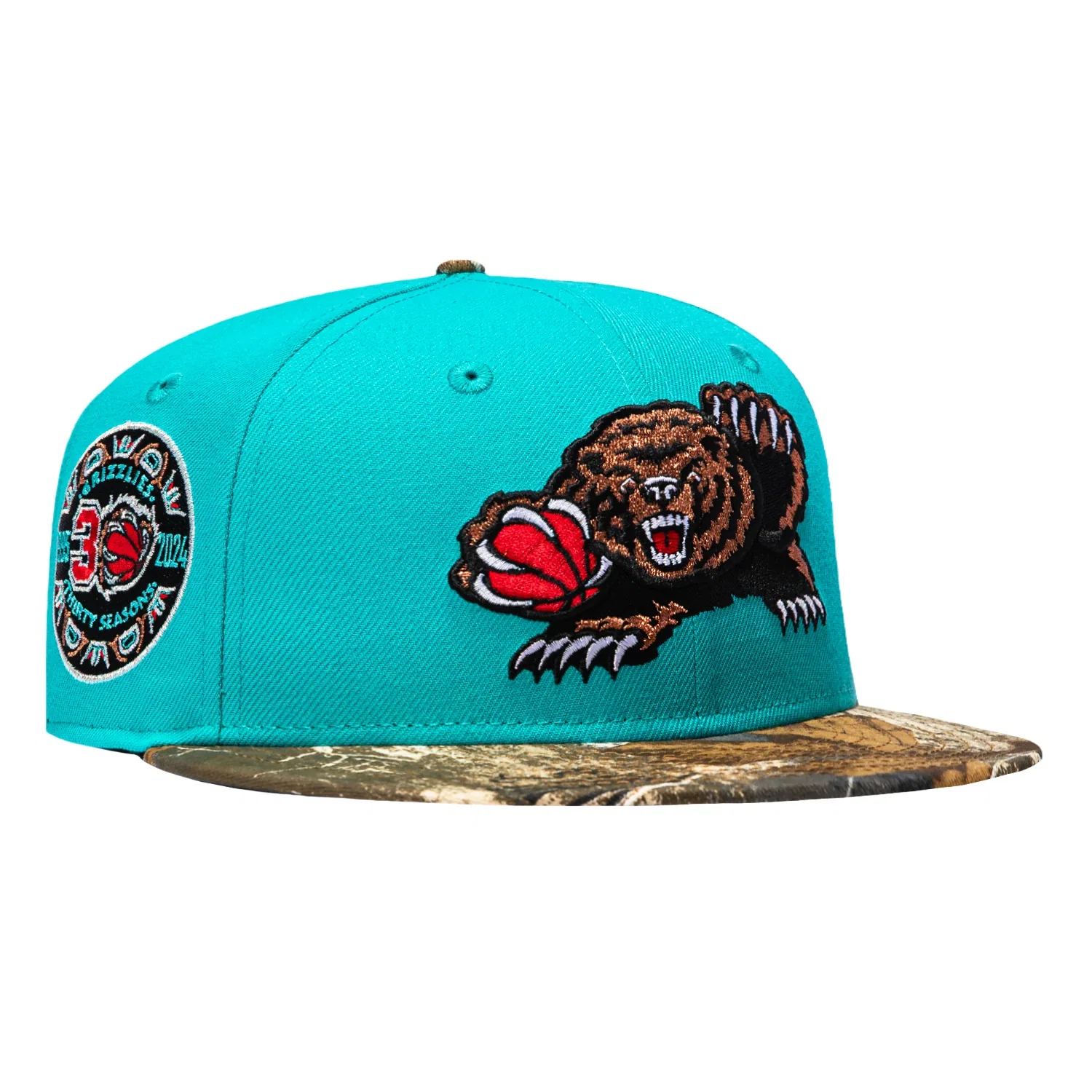 Image of New Era 59Fifty Memphis Grizzlies 30th Anniversary Patch Alternate Hat - Teal, Realtree