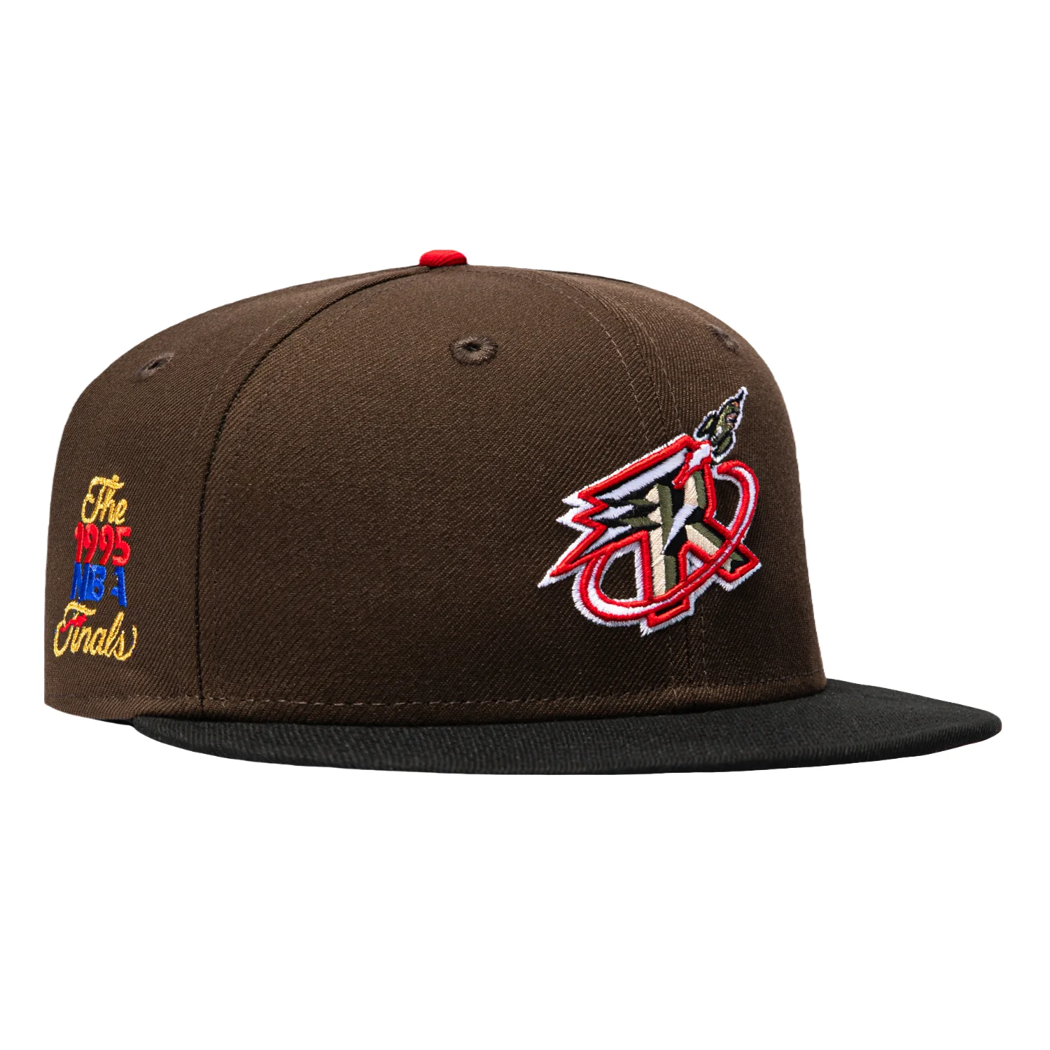 Image of New Era 59Fifty Houston Rockets 1995 NBA Finals Patch Alternate Pink UV Hat - Brown, Black