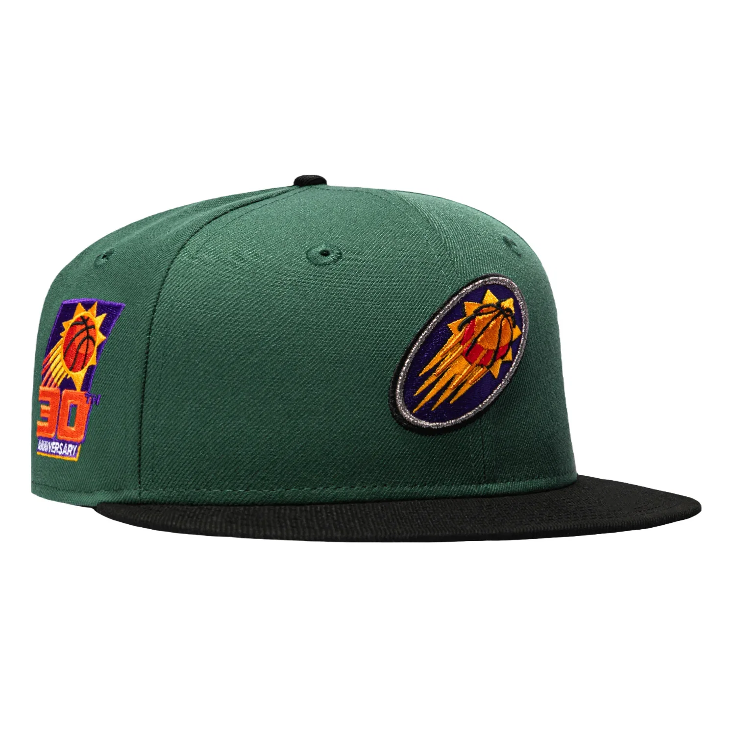 Image of New Era 59Fifty Phoenix Suns 30th Anniversary Patch 2000 Alternate Hat - Green, Black