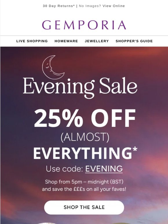 25% off this evening only! 🌙