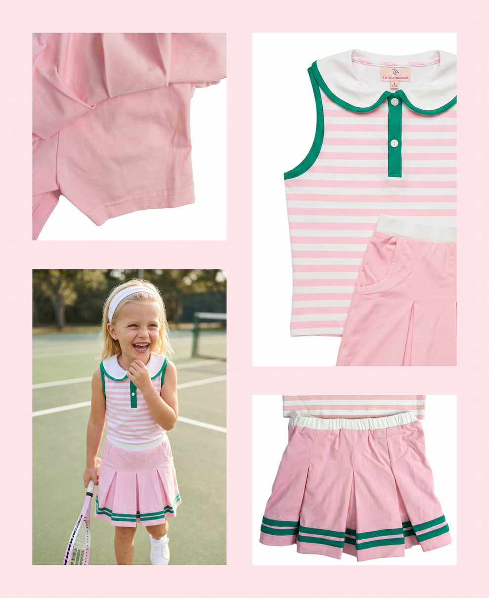 Pink Striped Skirt Set