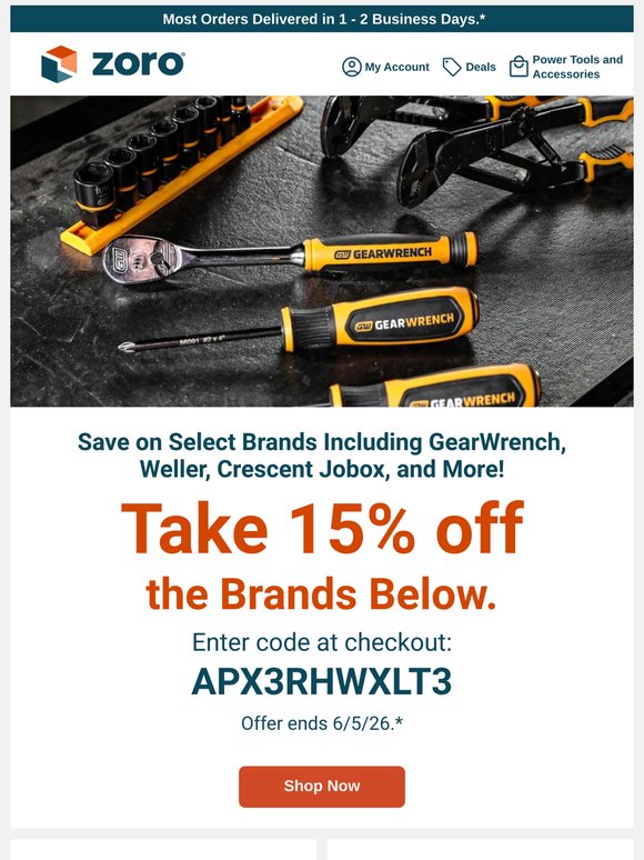 🔧15% off GearWrench and more great brands.