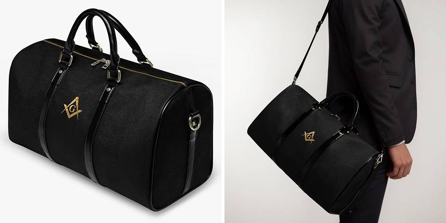 Master Mason Blue Lodge Travel Bag - Golden Square & Compass G Emblem.jpg