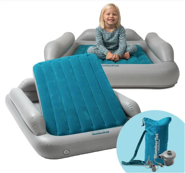Image of SlumberPod SlumberTot Inflatable Toddler Bed, Gray/Teal