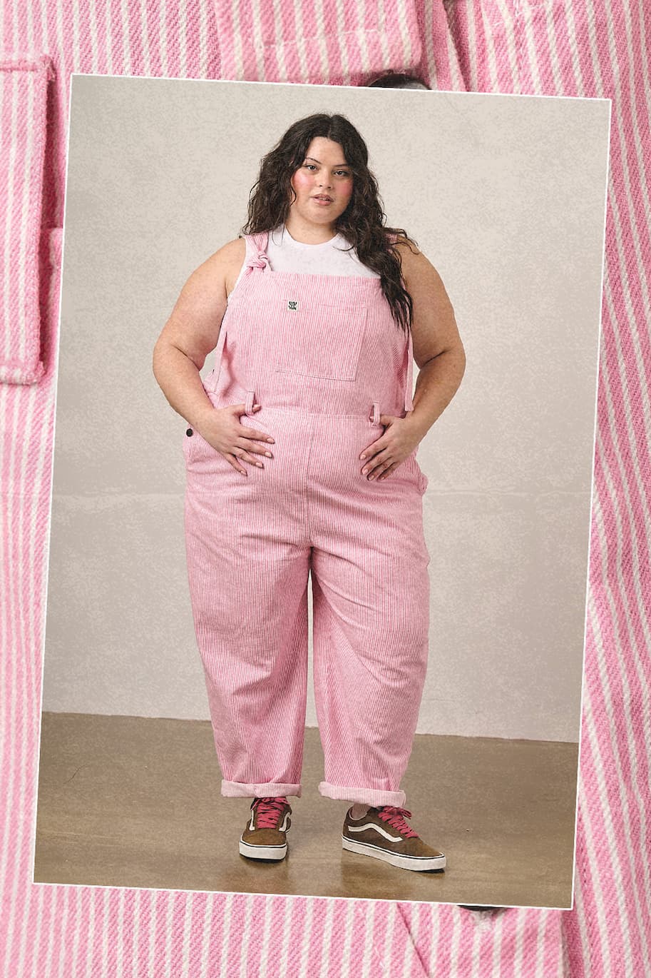 Easton - Cotton Dungarees in Pink Stripe