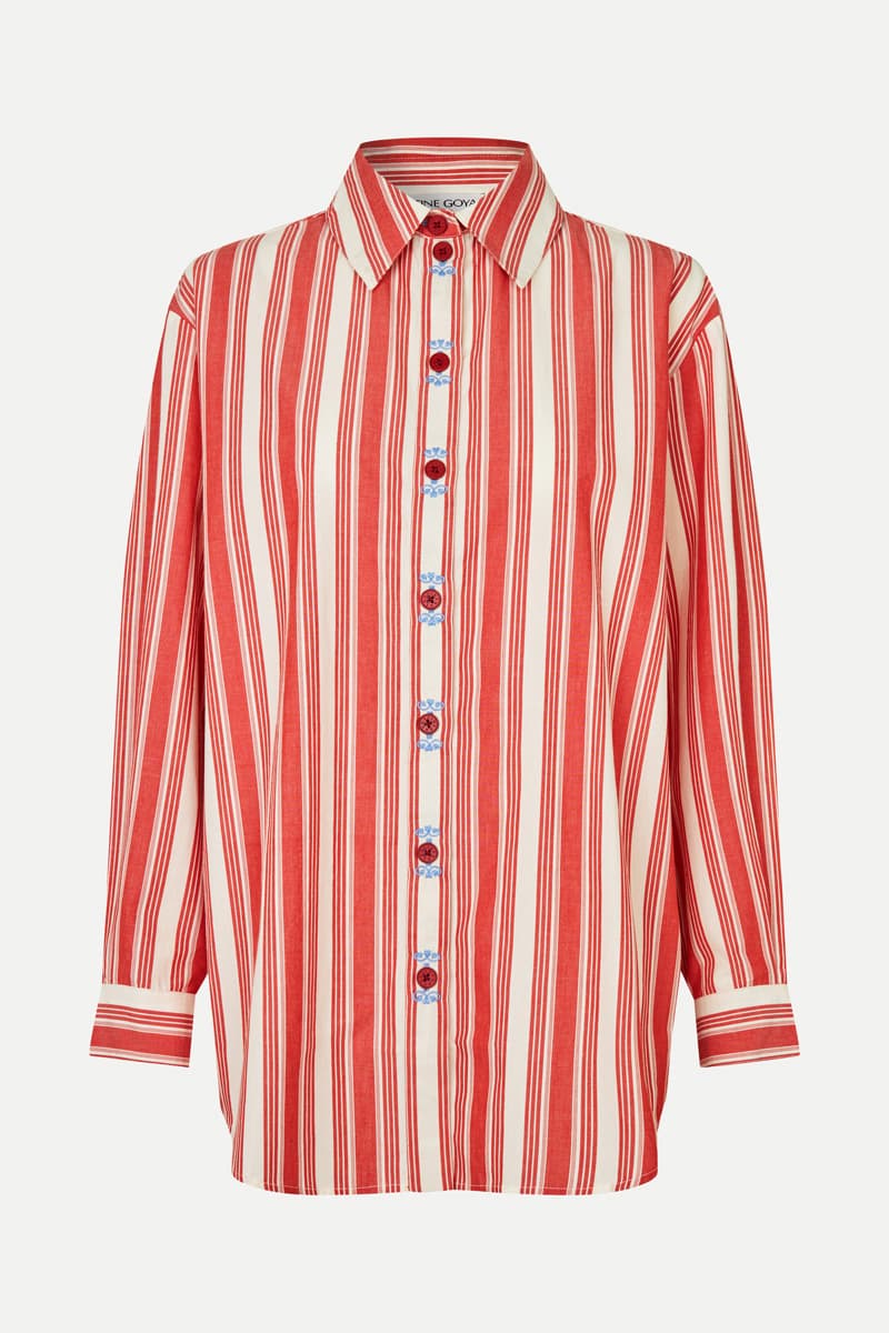 Loose Long Sleeve Shirt - Scarlet Trot