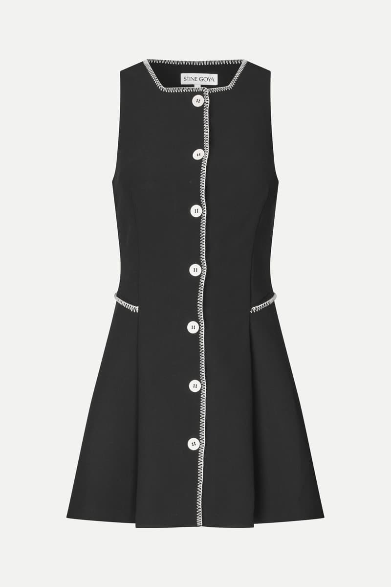 Sleeveless Button-Up Mini Dress - Black