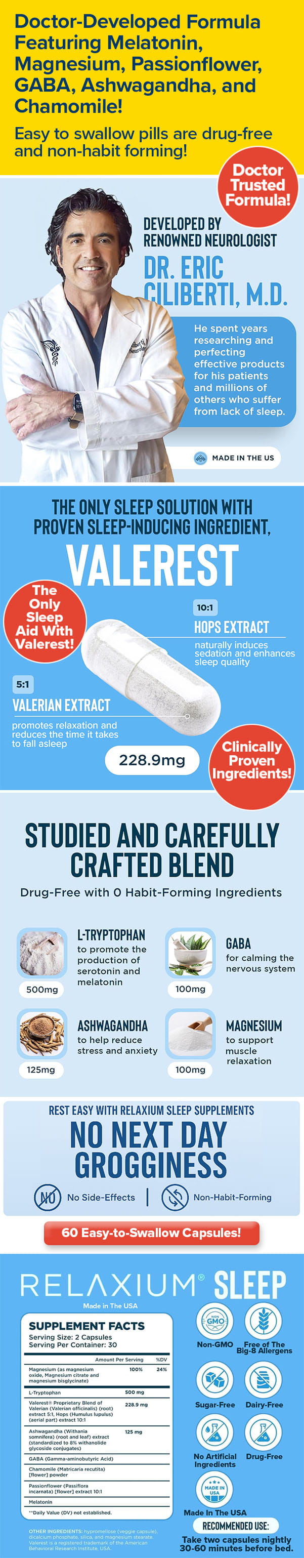 Doctor-Developed Formula Featuring Melatonin, Magnesium, Passionflower, GABA, Ashwagandha, and Chamomile!