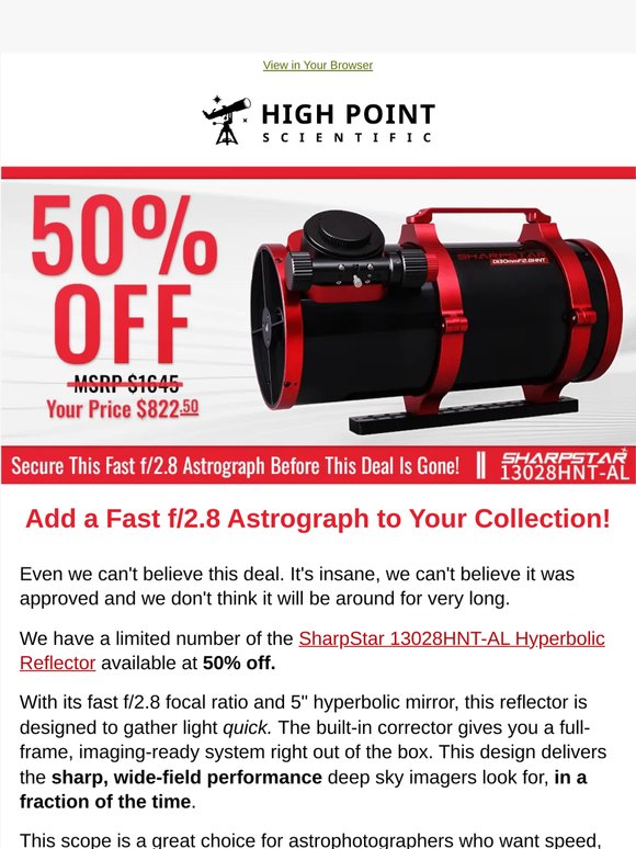 This Fast f/2.8 Astrograph Is Now 50% Off