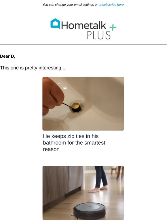 Stick a zip tie in your tub drain (genius!)