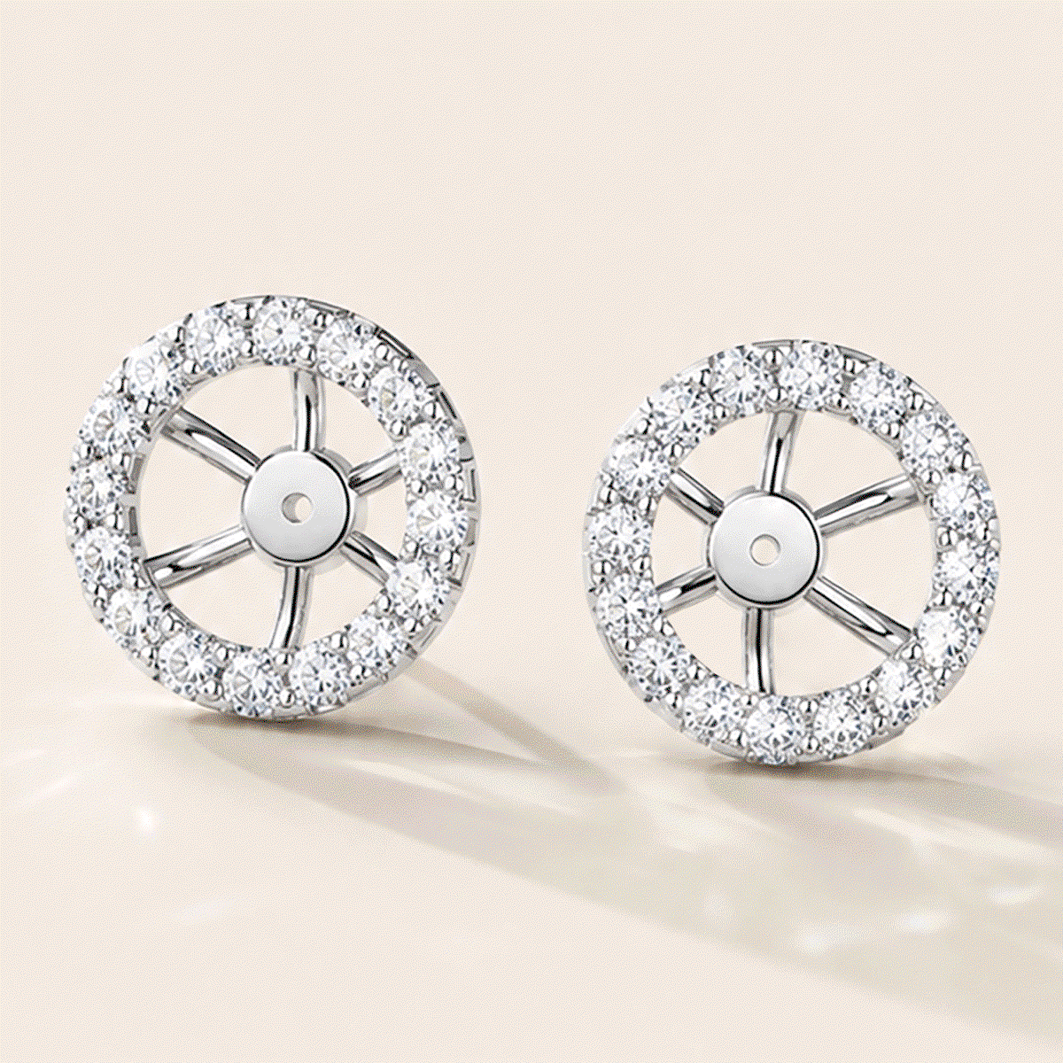 halo earring jackets in multiple metal and gemstone variations