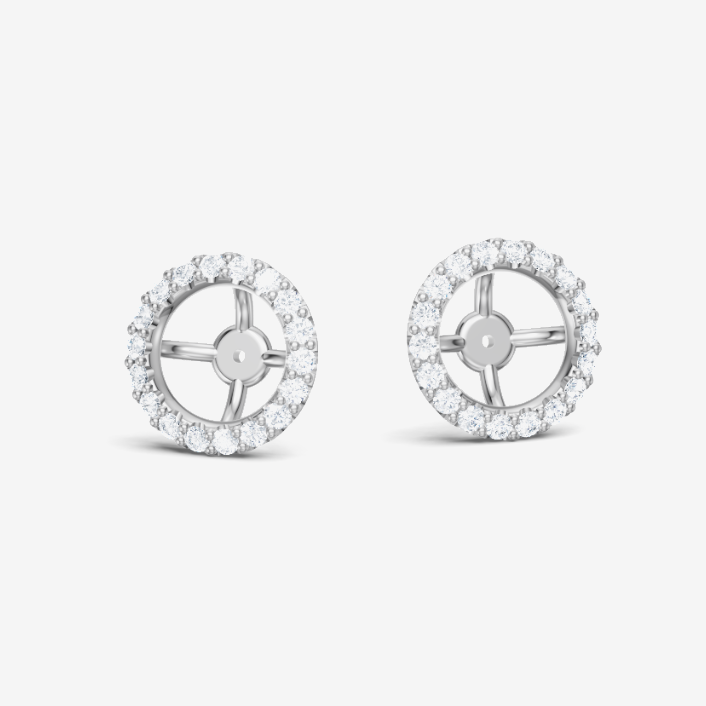 Round lab-grown diamond halo earring jackets