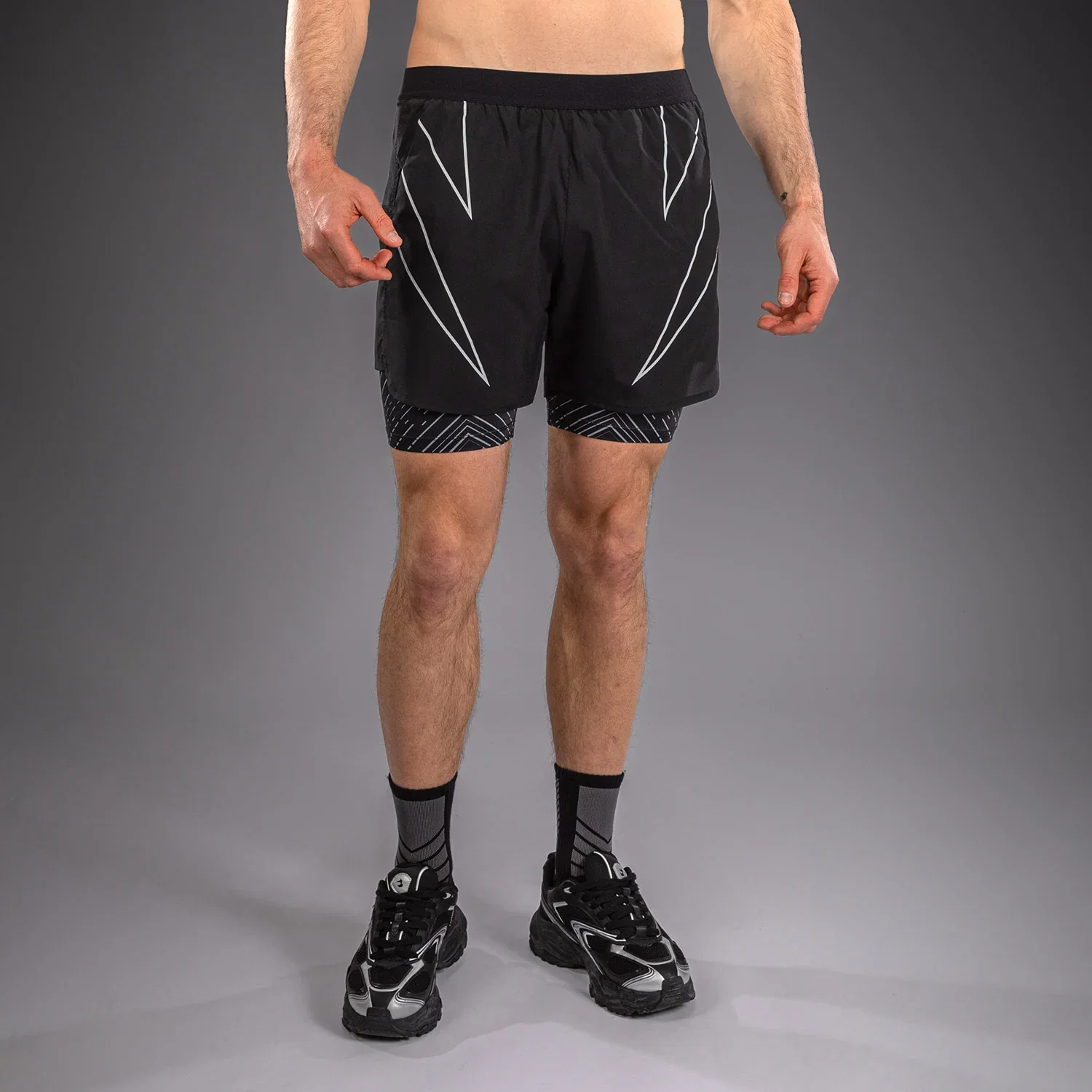 Image of Venum Midnight Fury Training Shorts - Black/Grey/Silver