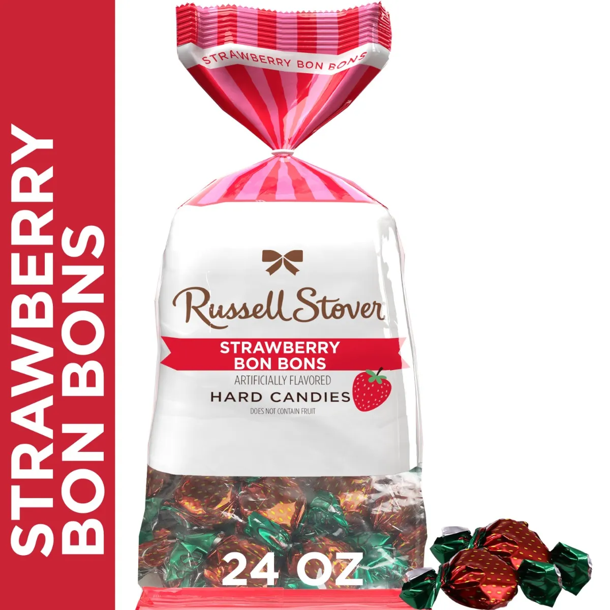 Strawberry Bon Bons Hard Candy, 12 oz. Bag