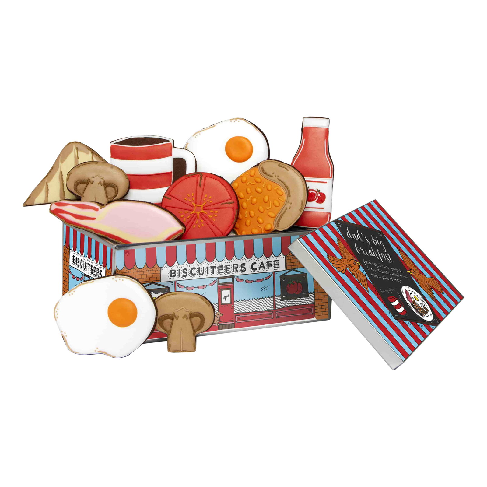 Image of Biscuiteers Dad's Big Breakfast Iced Biscuits in Tin, 120g