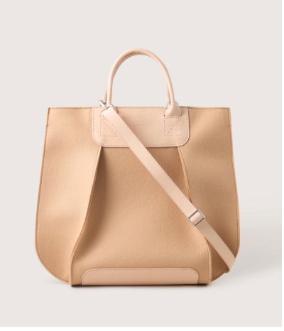 Frankie Merino Wool Tote in Latte