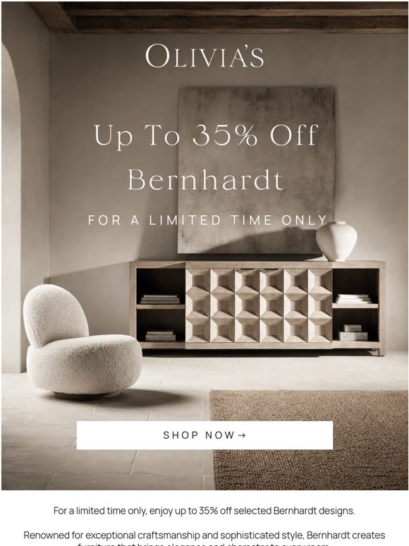 Up to 35% Off Bernhardt Now On