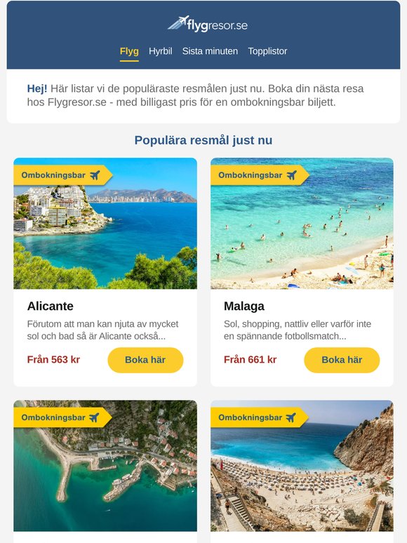 ✈ Hetaste resmålen just nu