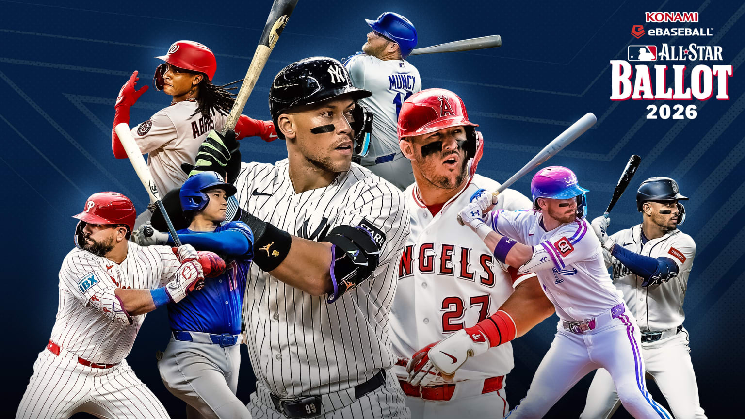 Kyle Schwarber, CJ Abrams, Shohei Ohtani, Aaron Judge, Max Muncy, Mike Trout, Bobby Witt Jr. and Julio Rodríguez
