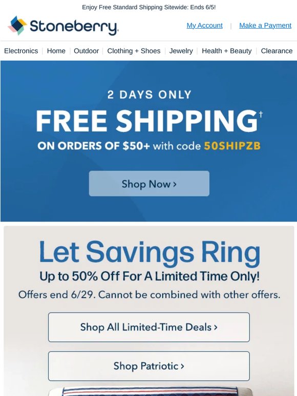 Red, White, Blue... + Free Shipping!