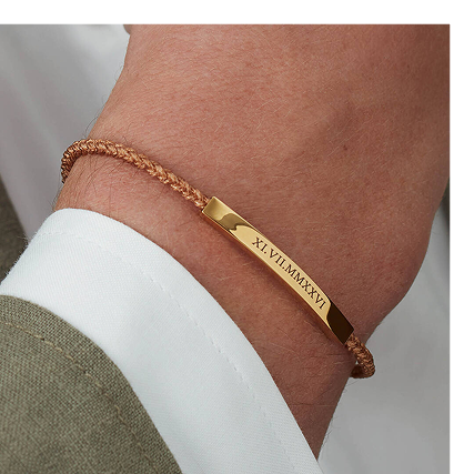 Men's Engraved Rope Bracelet Gold