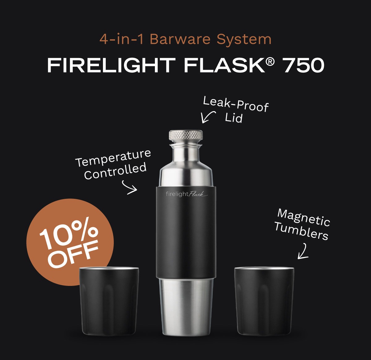 4-in-1 Barware System: Firelight Flask 750 is 10% Off