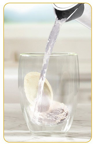 STEP 1 Steep 2 tea bags in 6 oz of hot to boiling water. Consult label for water temperature and steeping times.