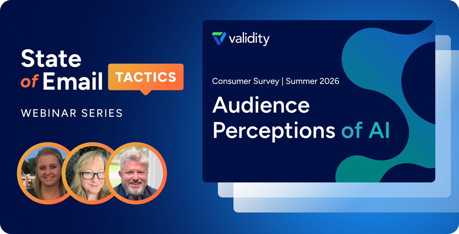 Graphic for the State of Email Tactics Webinar Series Audience Perceptions of AI