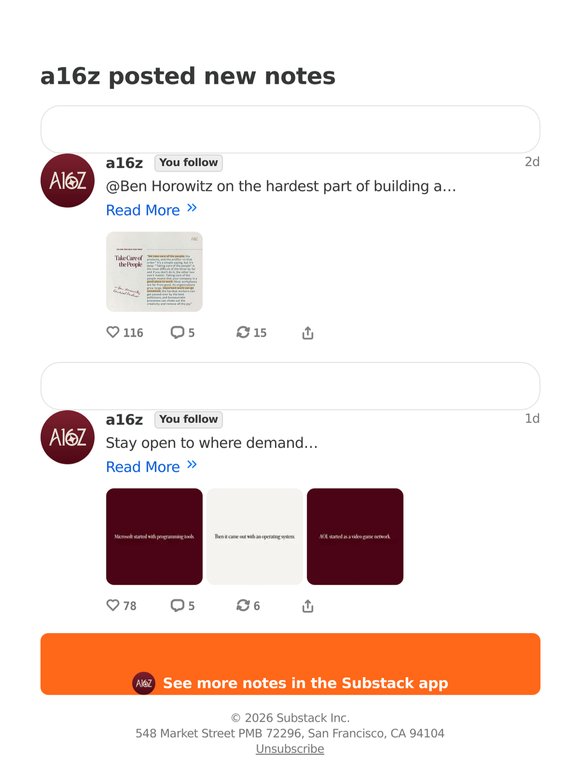 a16z posted new notes