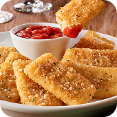 Crispy Fried Mozzarella served with dipping sauce at Olive Garden.