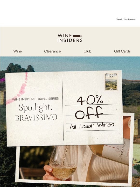 🇮🇹 40% Off Italian Wines Today Only