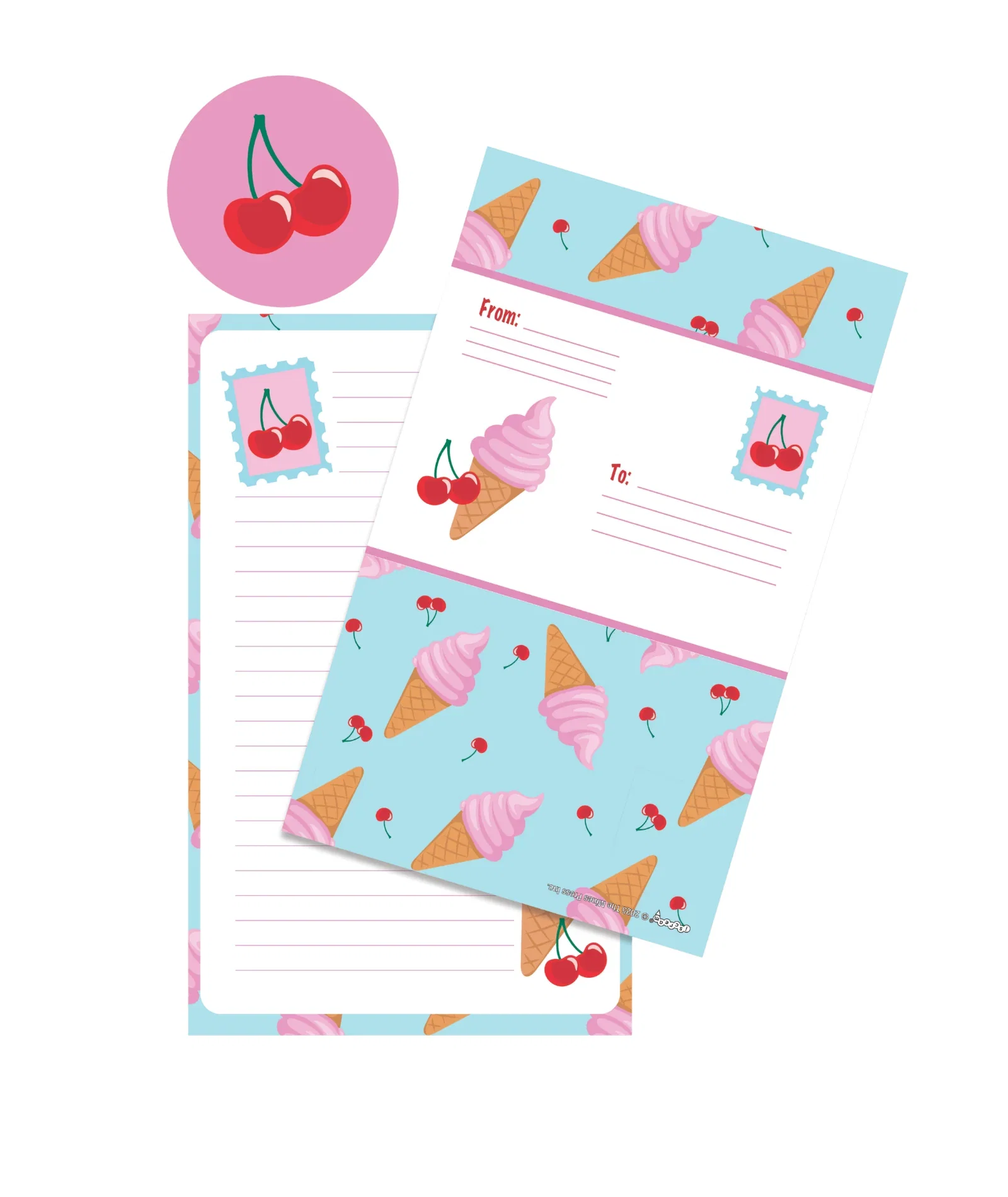Image of iScream Cherry Cones Foldover Stationery
