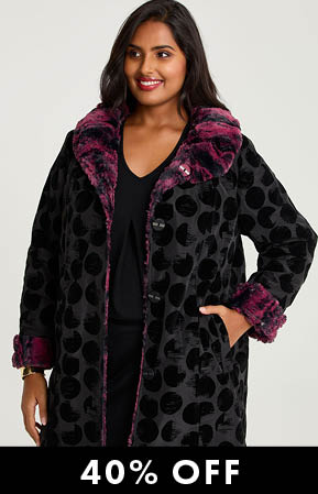 Deja Vu Faux Fur Reversible Coat in Black/Berry