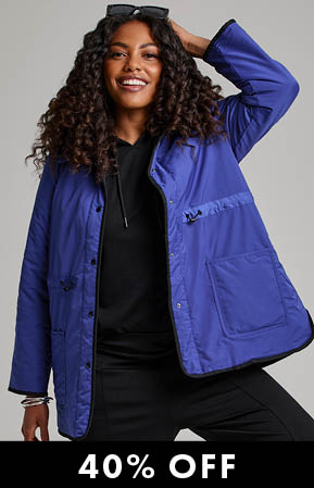 Reversible Maia Shower Jacket in Lapis Blue/Black