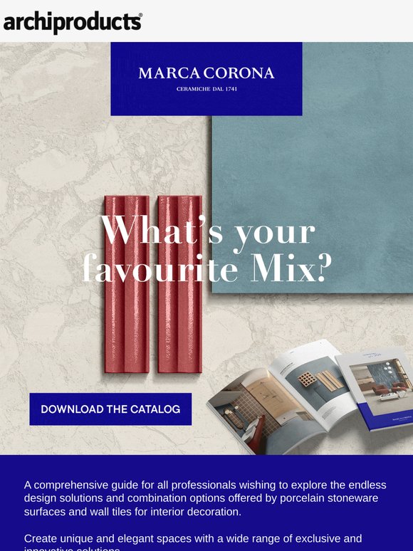 New guide Gli stili di Marca by Ceramiche Marca Corona: fresh solutions for designers