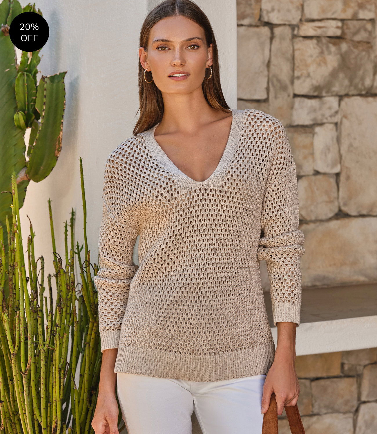 Cotton V Neck Sweater