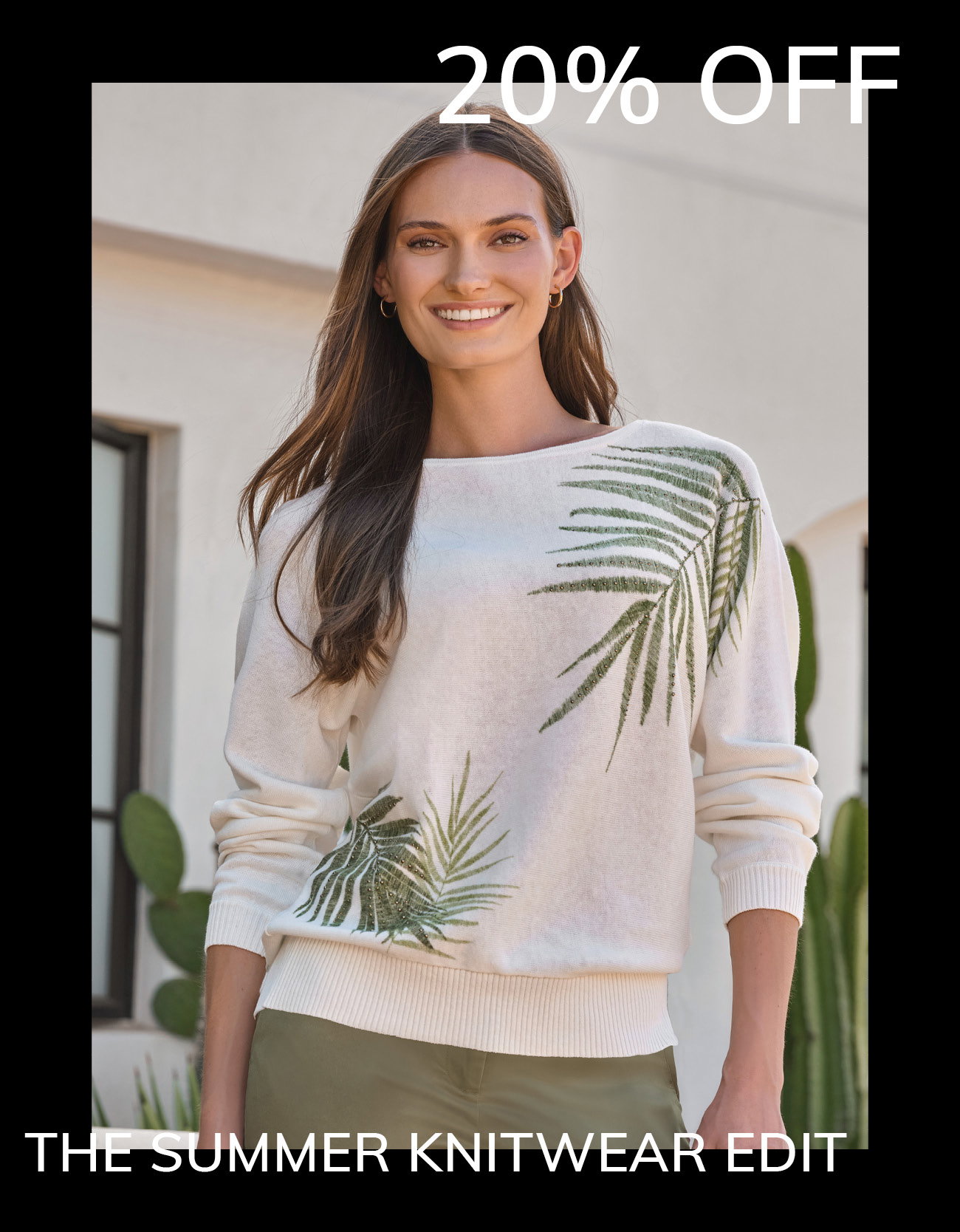 20% off Summer Knitwear Edit with code SUMMER20. Offer applies to selected styles only.