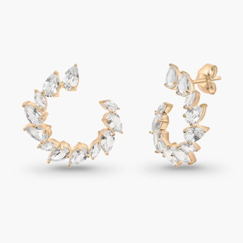 Lab created white sapphire wrap hoops in vermeil
