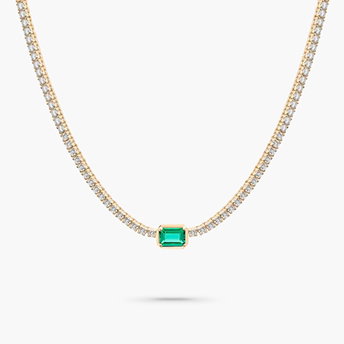 Lab created emerald and lab created white sapphire necklace in vermeil