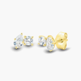Lab grown diamond toi et moi pear and round shaped earrings in 10k yellow gold 1/2 ct. tw.